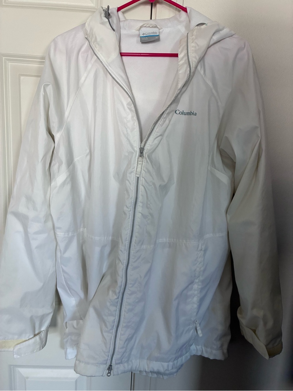 Columbia White Lightweight Hooded Jacket Windbreaker Women’s XL
